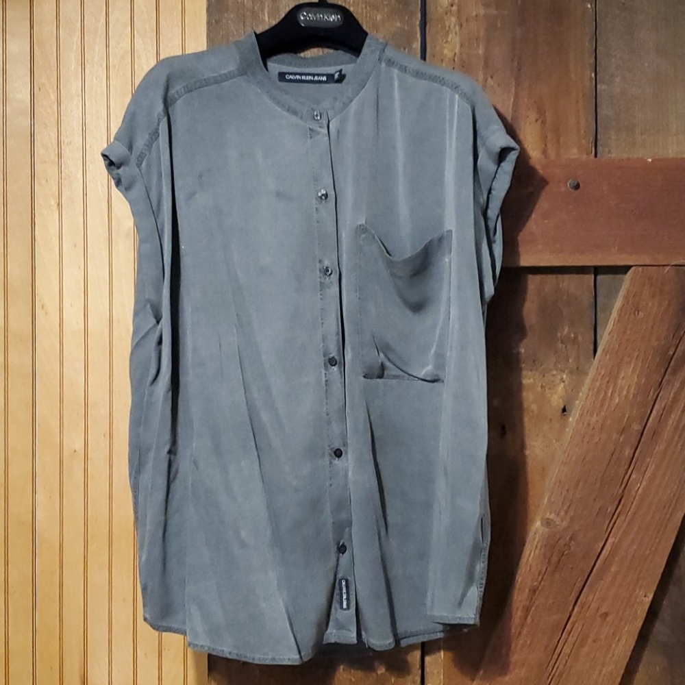 CALVIN KLEIN JEANS cap sleeve blouse